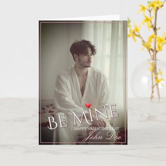 Romantic Be Mine Valentine Design カード (黄色い花)