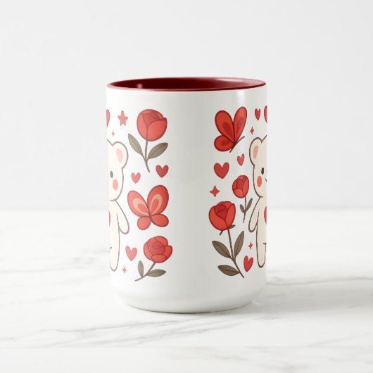 Romantic Bear Heart Ceramic Mug マグカップ (中央)