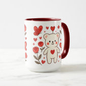 Romantic Bear Heart Ceramic Mug マグカップ (正面右)