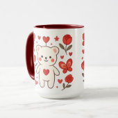 Romantic Bear Heart Ceramic Mug マグカップ (正面左)