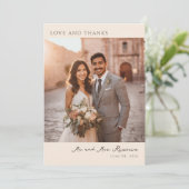 Romantic Beige Elegant Photo サンキューカード (スタンド正面)