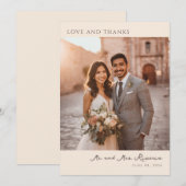 Romantic Beige Elegant Photo サンキューカード (正面/裏面)
