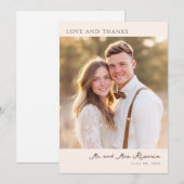 Romantic Beige Elegant Photo サンキューカード (正面/裏面)