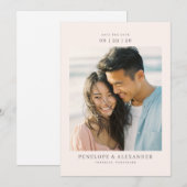 Romantic Beige Minimalist Photo セーブザデート (正面/裏面)