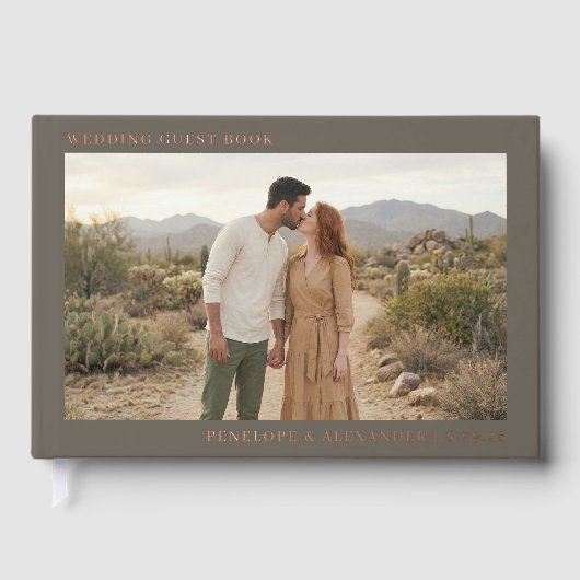 Romantic Beige Rustic Photo ゲストブック (正面)
