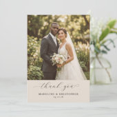 Romantic Beige Wedding Photo サンキューカード (スタンド正面)