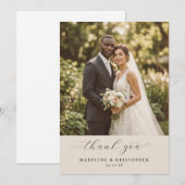 Romantic Beige Wedding Photo サンキューカード (正面/裏面)