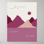 Romantic Berry Abstract Art Mountains Sunset Emoti ポスター (正面)