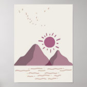 Romantic Berry Abstract Art Sunset Mountains Wall  ポスター (正面)