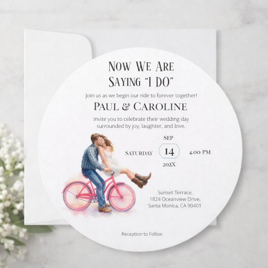 Romantic Bicycle Wedding Invitation Modern 招待状