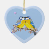 Romantic bird pair, Cyanistes Caeruleus セラミックオーナメント (裏面)