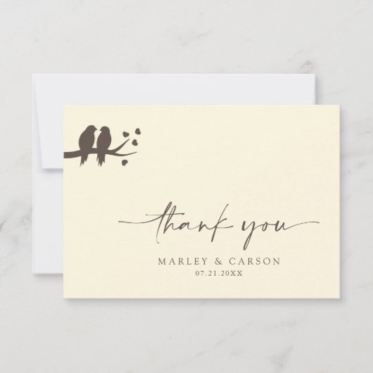 Romantic Birds Classic Formal Wedding サンキューカード (正面)