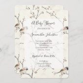 Romantic Birds in a Tree Baby Shower 招待状 (正面/裏面)