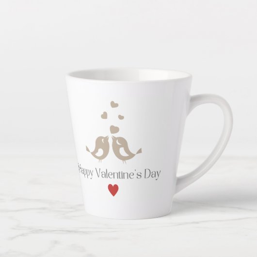 Romantic Birds Valentine's Day Mug, Cute Love Gift カフェラテマグ (右)