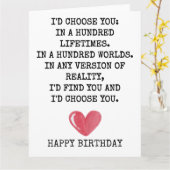 Romantic Birthday Card for Wife – I’d Choose You カード (黄色い花)