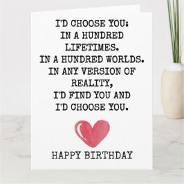 Romantic Birthday Card for Wife – I’d Choose You カード