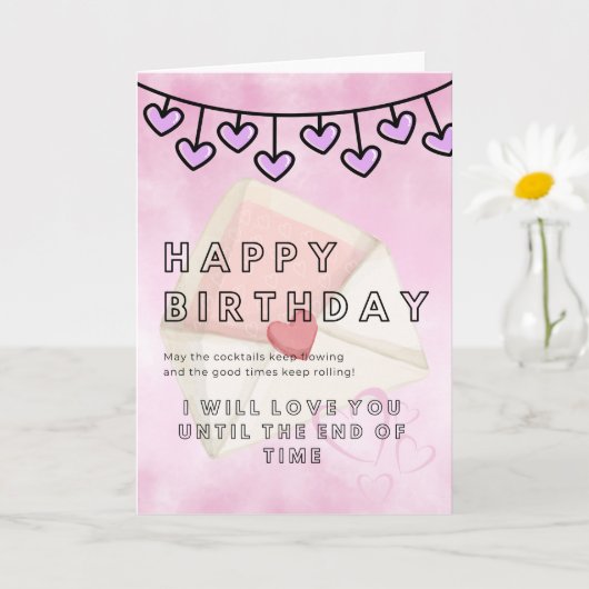 Romantic Birthday Card for Your Love – Elegant カード (小さな植物)