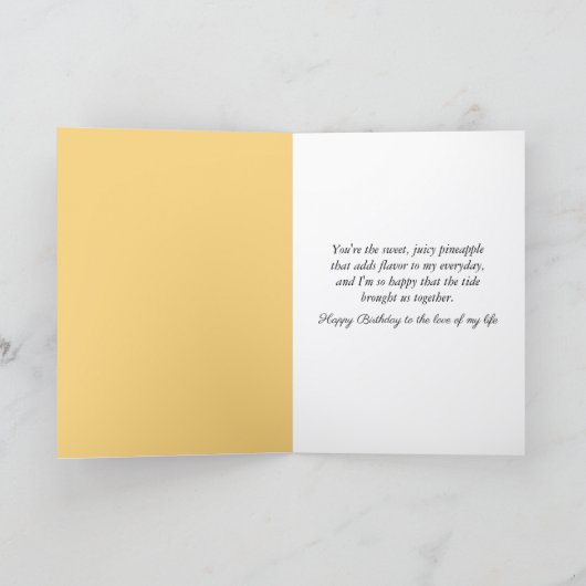 Romantic Birthday Pineapple With a Glowing Heart カード (内部)