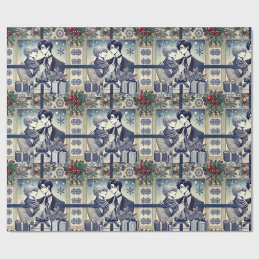 Romantic BL Manga Christmas Wrapping Paper ラッピングペーパー (フラット)