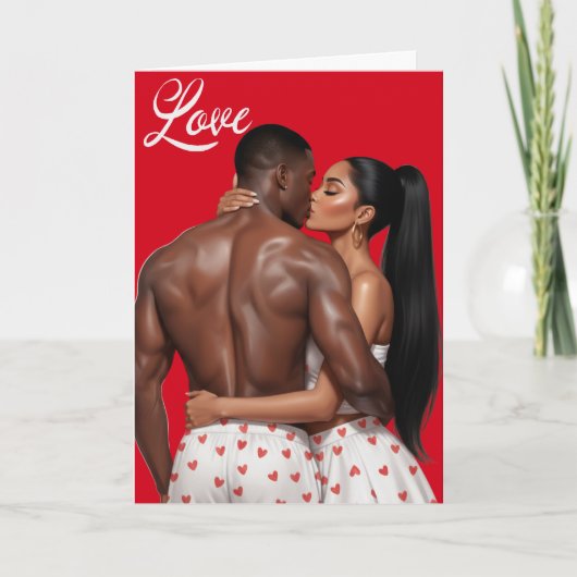 Romantic Black Couple Valentine’s Day カード (正面)