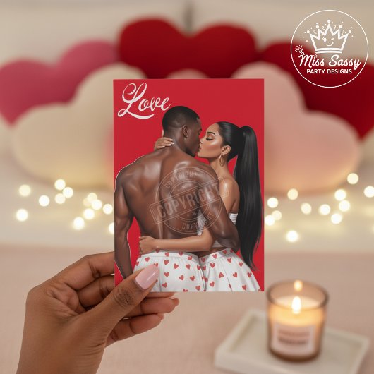 Romantic Black Couple Valentine’s Day カード
