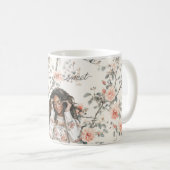 Romantic Black Lady Peach Roses Floral コーヒーマグカップ (正面右)