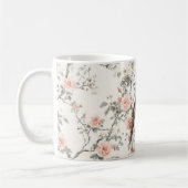 Romantic Black Lady Peach Roses Floral コーヒーマグカップ (左)