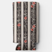 Romantic Black Red Stripes Roses Floral スリム缶クーラー (裏面)