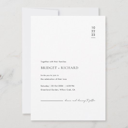 Romantic Black Tie Photo Wedding 招待状 (裏面)