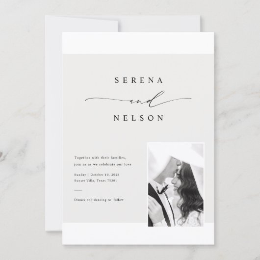 Romantic Black Tie Photo Wedding 招待状 (正面)