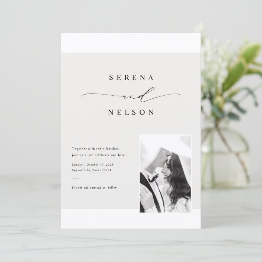Romantic Black Tie Photo Wedding 招待状 (スタンド正面)
