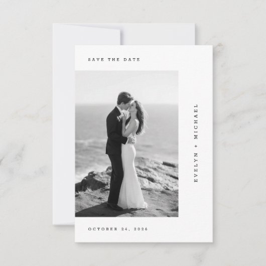 Romantic Black & White Wedding Photo セーブザデート (正面)
