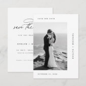 Romantic Black & White Wedding Photo セーブザデート (正面/裏面)