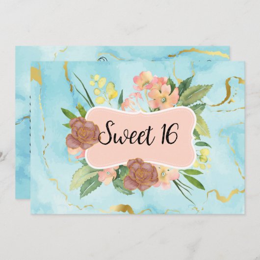 Romantic blooming floral  招待状 (正面/裏面)