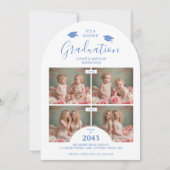 Romantic Blue 4-Photo Double Twins Grads TMF26 招待状 (正面)