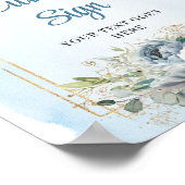Romantic Blue And Gold DIY Wedding Sign Template ポスター (角)
