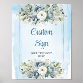 Romantic Blue And Gold DIY Wedding Sign Template ポスター (正面)