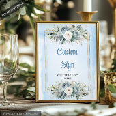 Romantic Blue And Gold DIY Wedding Sign Template ポスター