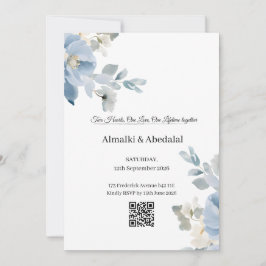 Romantic Blue and White Flower Wedding Invitation  招待状