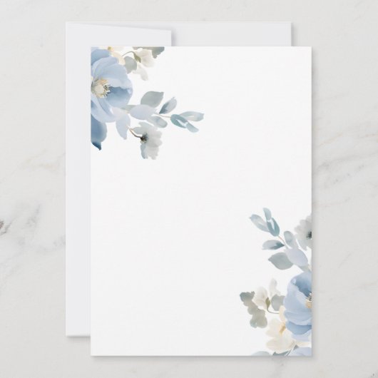 Romantic Blue and White Flower Wedding Invitation  招待状 (裏面)