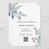 Romantic Blue and White Flower Wedding Invitation  招待状 (正面/裏面)