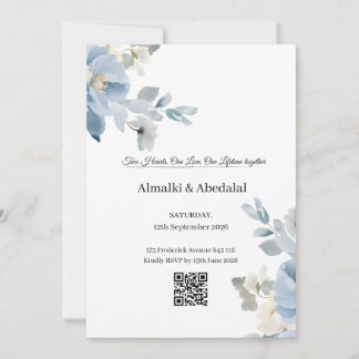 Romantic Blue and White Flower Wedding Invitation  招待状