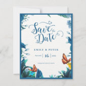 Romantic Blue Botanical Garden Theme Save the Date (正面)