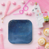 Romantic Blue Celestial Stars ペーパープレート (パーティー)