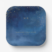 Romantic Blue Celestial Stars ペーパープレート (正面)