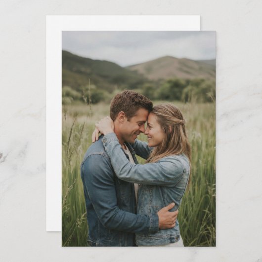 Romantic Blue Denim Photo 招待状 (正面/裏面)