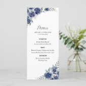 Romantic Blue Floral Botanical Wedding Menus Card メニュー (スタンド正面)