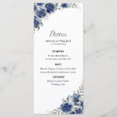 Romantic Blue Floral Botanical Wedding Menus Card メニュー (正面)