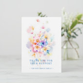 Romantic Blue Floral Butterfly Memorial Photo Card サンキューカード (スタンド正面)