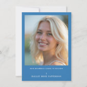 Romantic Blue Floral Butterfly Memorial Photo Card サンキューカード (裏面)